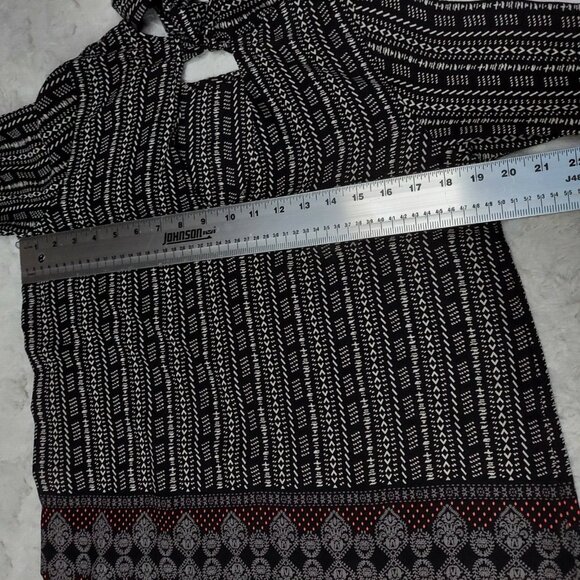 Gibson Top Womens Multicolor Geometric Print Blouse Small 3/4 Ruffle Sleeve - Picture 7 of 7